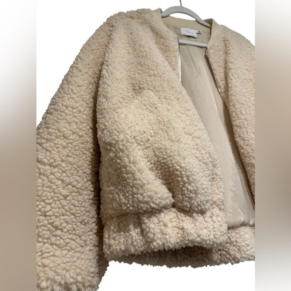 LUSH Women's Faux Shearling Bomber Jacket Cream Small - Picture 5 of 10